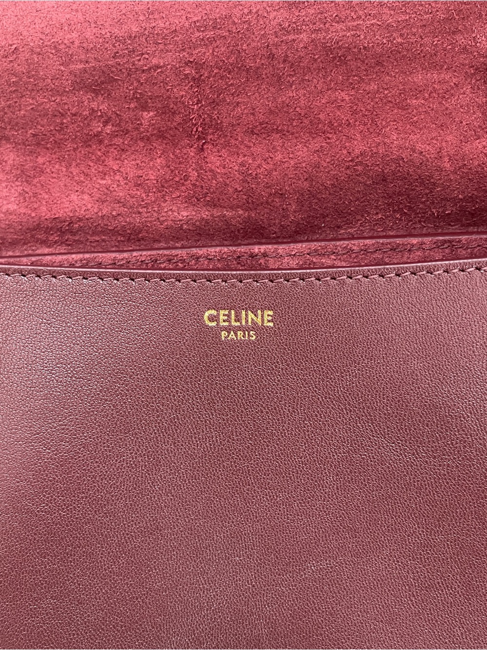 Celine Triomphe Half-Moon in Bordeaux with Gold Hardware - Picture 8 of 11